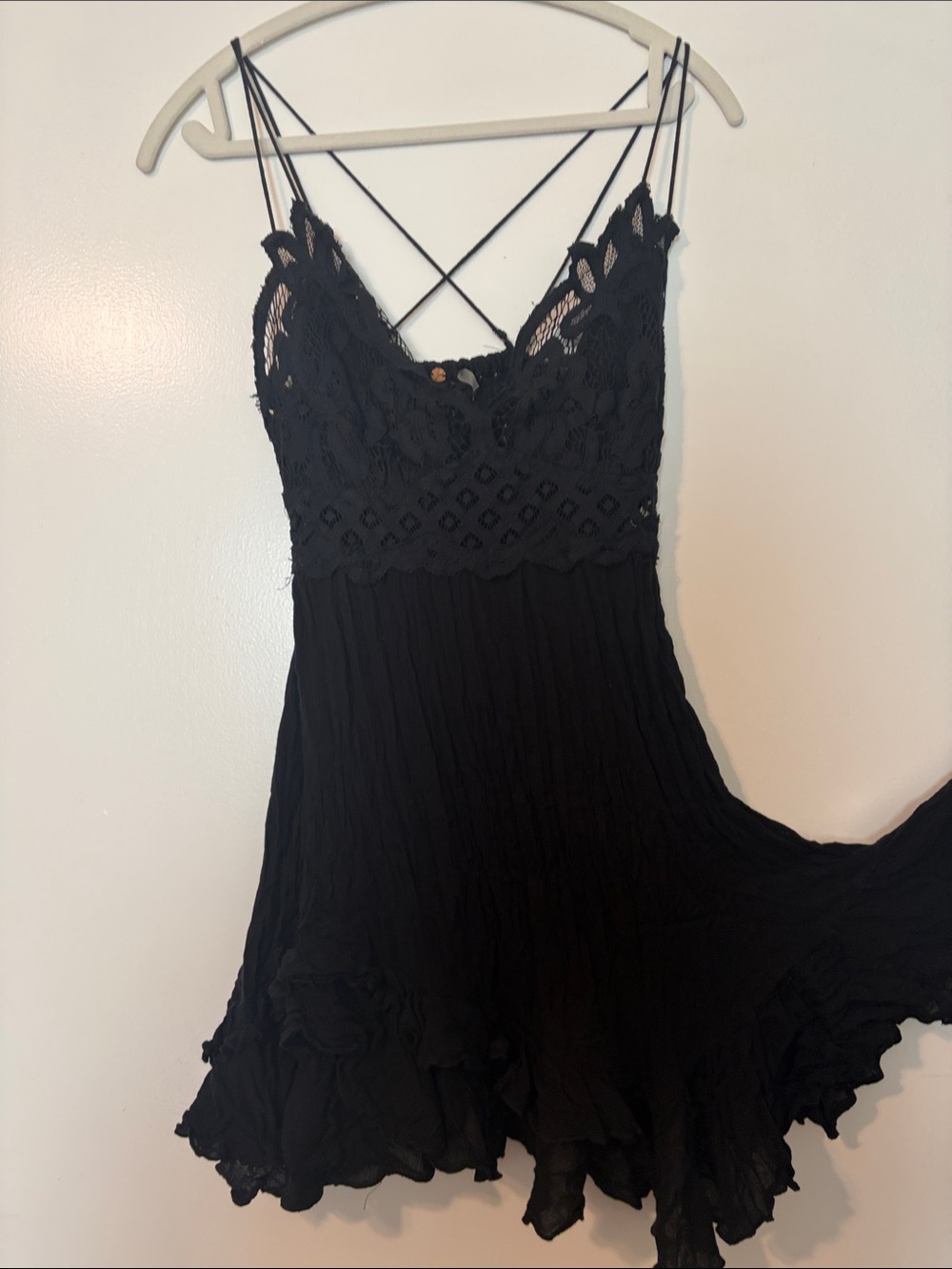 Black Lace Bodice Spaghetti Strap Dress by FP One